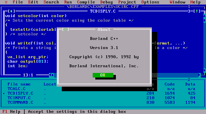 Borland CPP 3.1 - DOS IDE